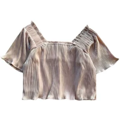 Best Sale Queen Of Sparkles Pleat Flutter Top Champagne