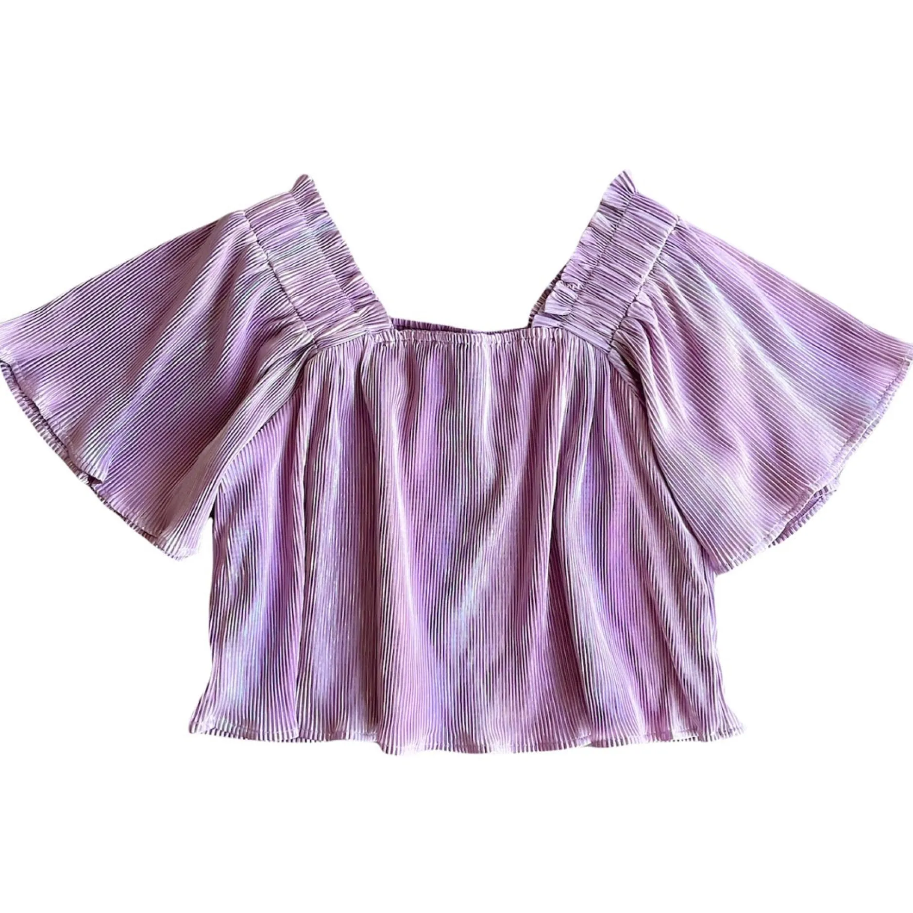 Best Sale Queen Of Sparkles Pleat Flutter Top Lavender