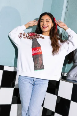 Sale Queen Of Sparkles Popping Coca-Cola® Bottle Sweatshirt White