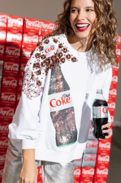 Best Sale Queen Of Sparkles Popping Diet Coke® Bottle Sweatshirt White