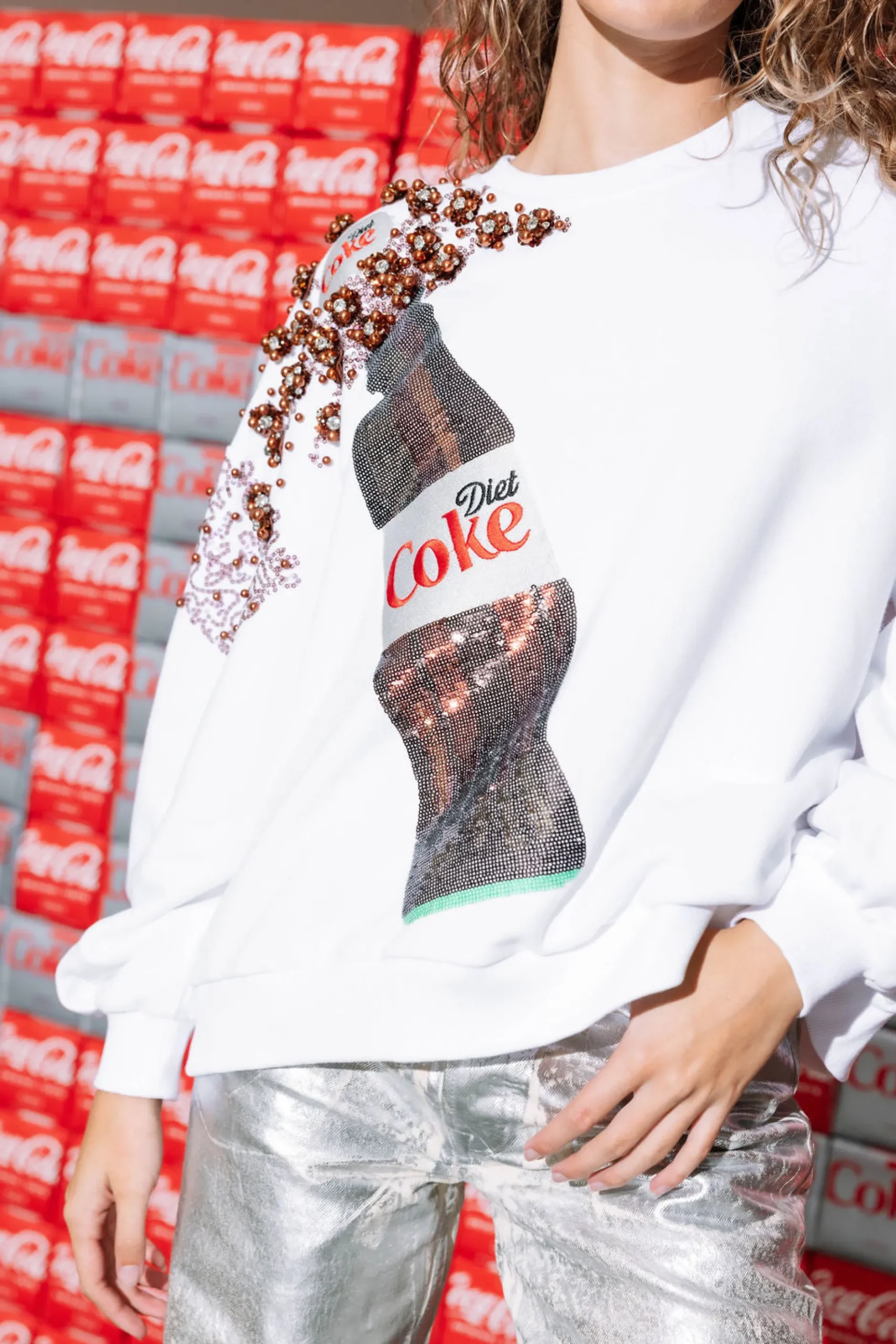 Best Sale Queen Of Sparkles Popping Diet Coke® Bottle Sweatshirt White