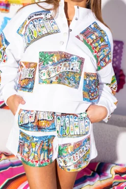 Sale Queen Of Sparkles Postcard Sweatshirt White