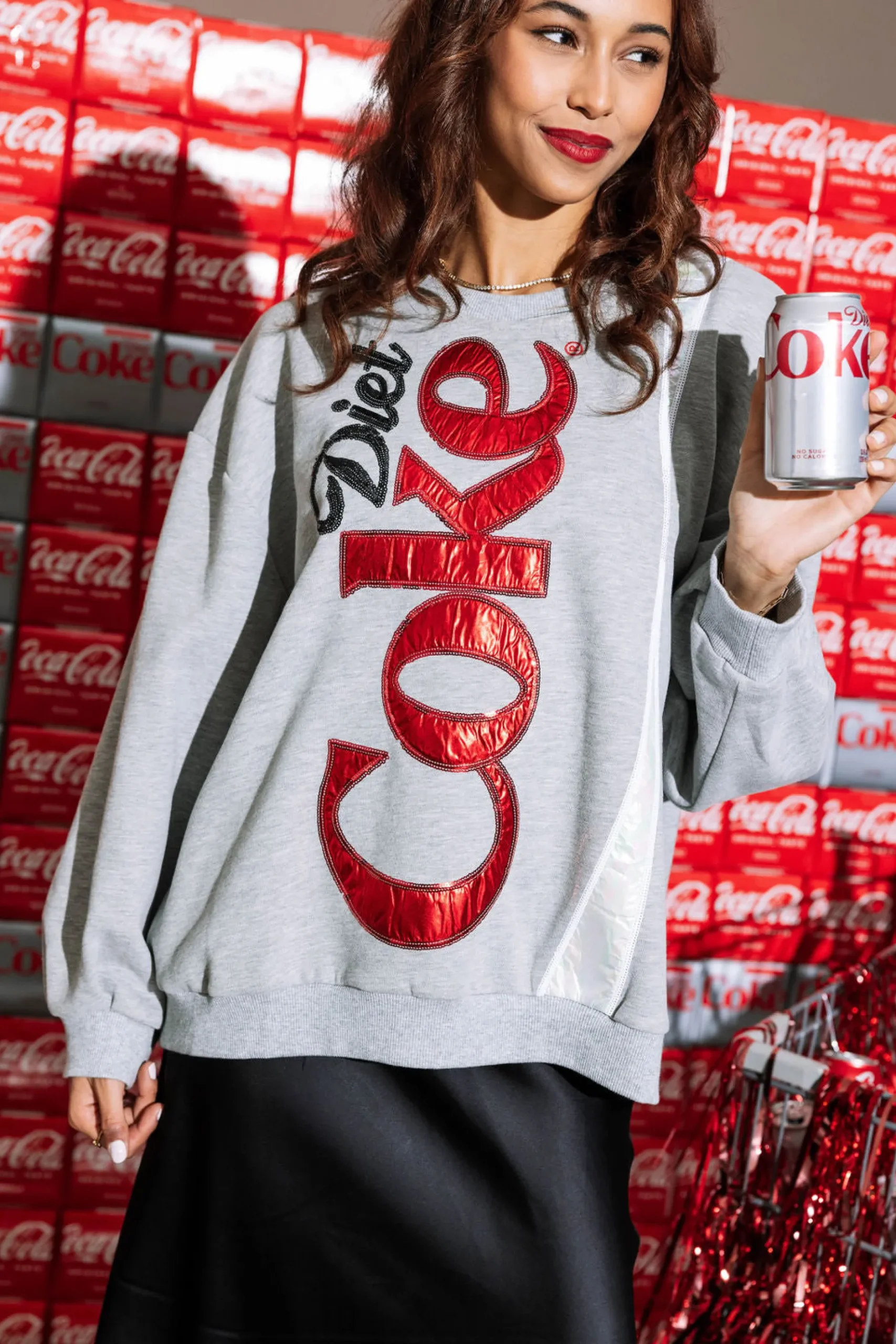 Clearance Queen Of Sparkles Preorder Diet Coke® Sweatshirt Grey