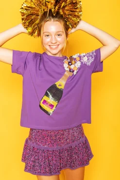 Best Queen Of Sparkles Purp E & Ye Ow Popping Cha Pagne Tee