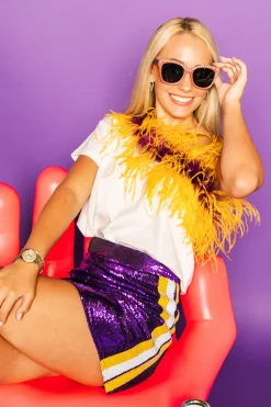 Hot Queen Of Sparkles Purple & Gold Stripe Sequin Skirt