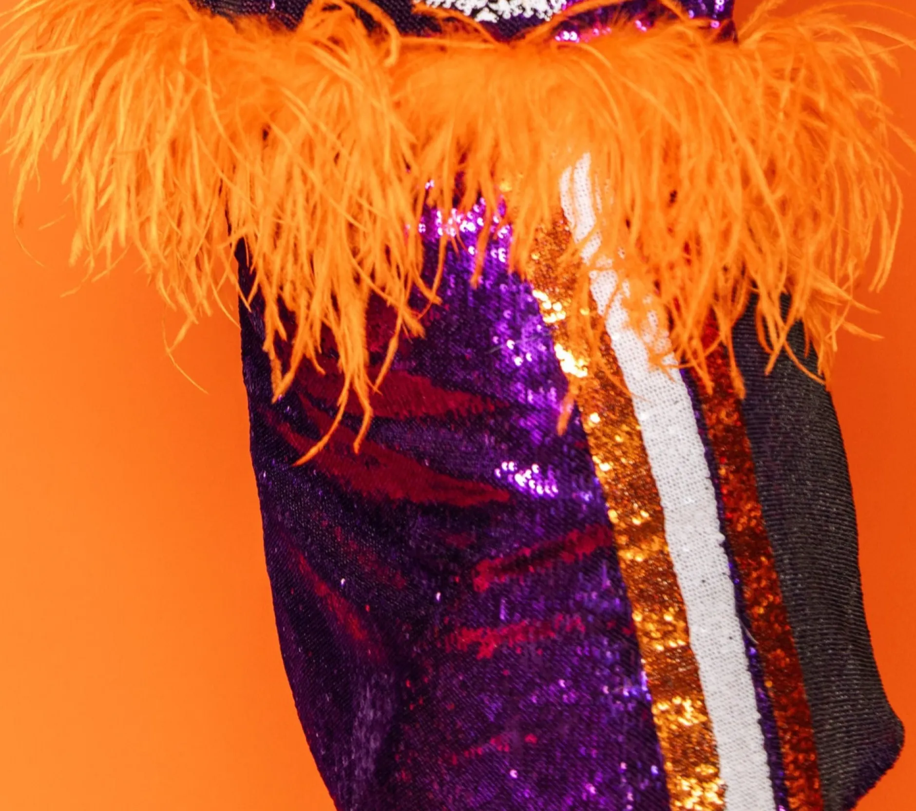 Discount Queen Of Sparkles Purple & Orange Stripe Sequin Skirt