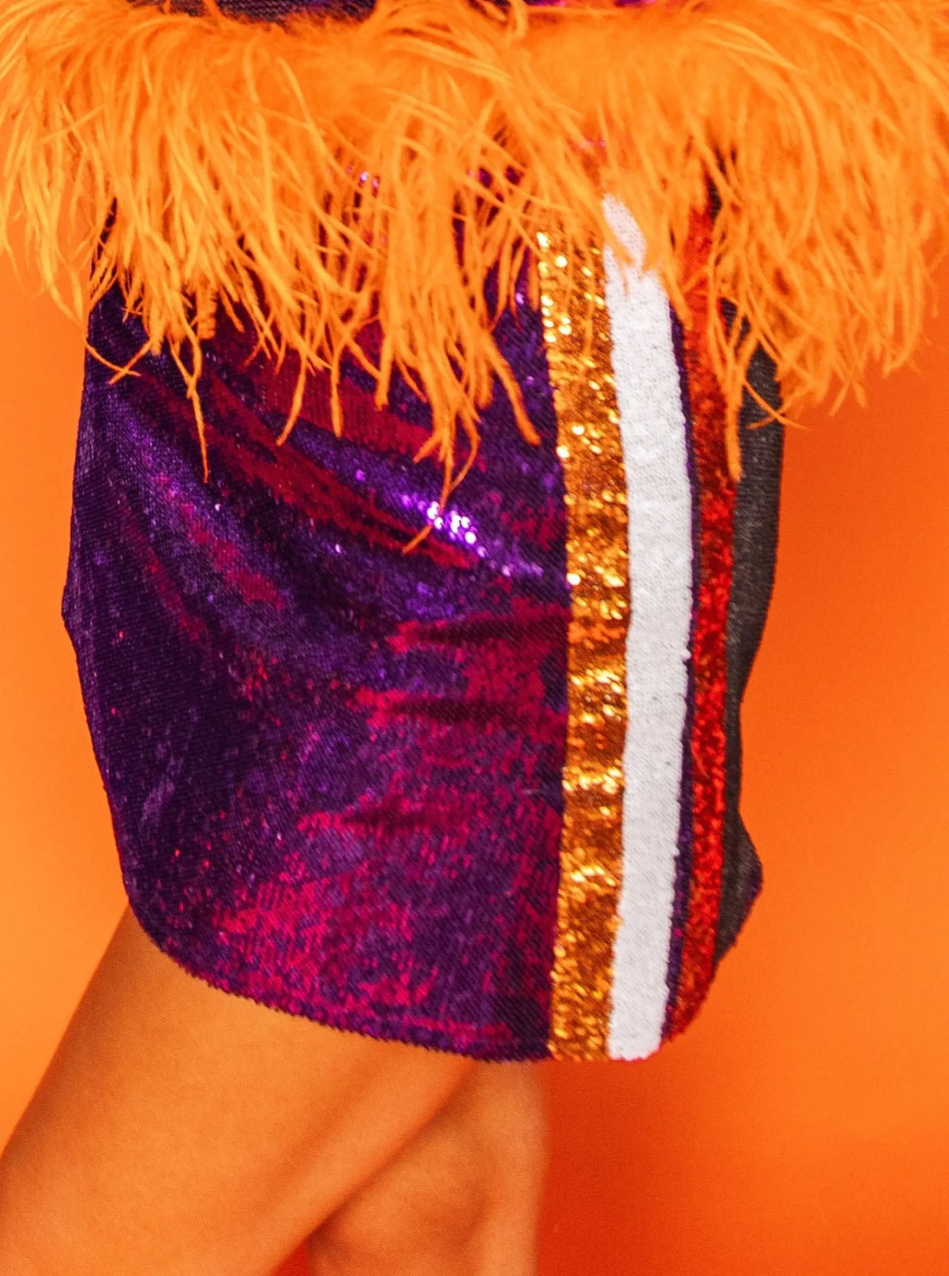 Discount Queen Of Sparkles Purple & Orange Stripe Sequin Skirt