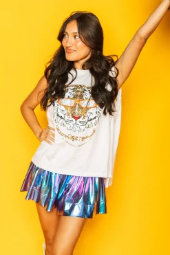 Fashion Queen Of Sparkles Purple Iridescent Metallic Swing Shorts