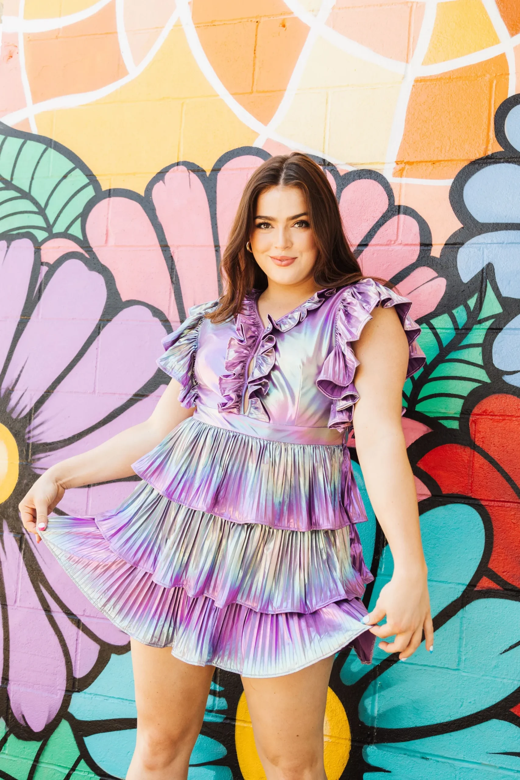 Cheap Queen Of Sparkles Purple Metallic Ruffle Dress