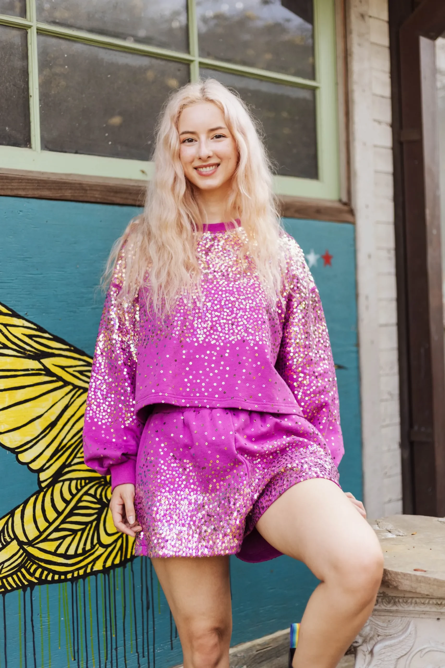 Best Queen Of Sparkles Purple Sequin Scattered Sweatshirt