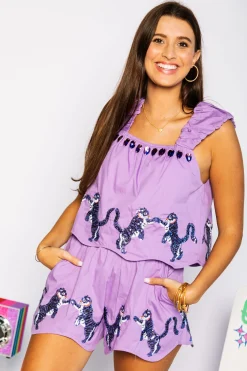 Best Queen Of Sparkles Purple Wavy Tiger Tank