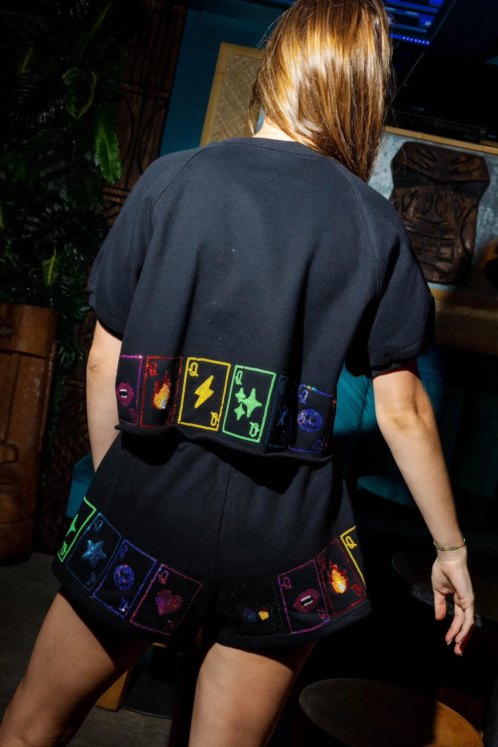Store Queen Of Sparkles Qos Card Short Sleeve Sweatshirt Black