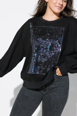 Shop Queen Of Sparkles Qos Logo Card Sweatshirt Black