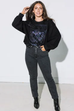 Shop Queen Of Sparkles Qos Logo Card Sweatshirt Black