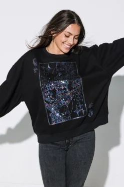Shop Queen Of Sparkles Qos Logo Card Sweatshirt Black