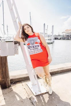 Hot Queen Of Sparkles Queen Of Beers Tank Tee Dress Red
