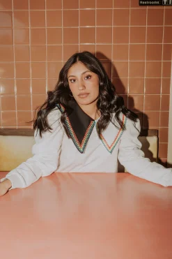 Store Queen Of Sparkles Rainbow Bead Collar Sweatshirt