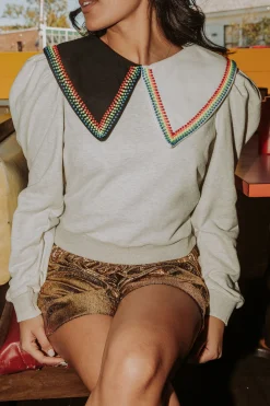 Store Queen Of Sparkles Rainbow Bead Collar Sweatshirt