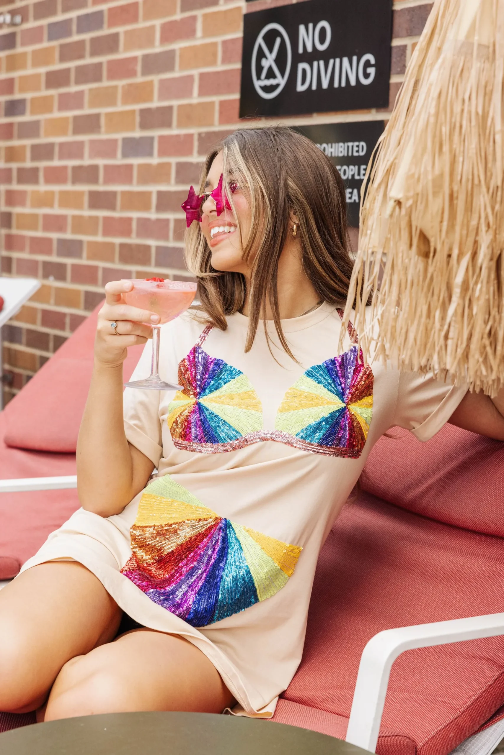Shop Queen Of Sparkles Rainbow Burst Bikini Coverup Tan