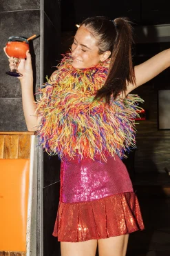Fashion Queen Of Sparkles Rainbow Feather Tank