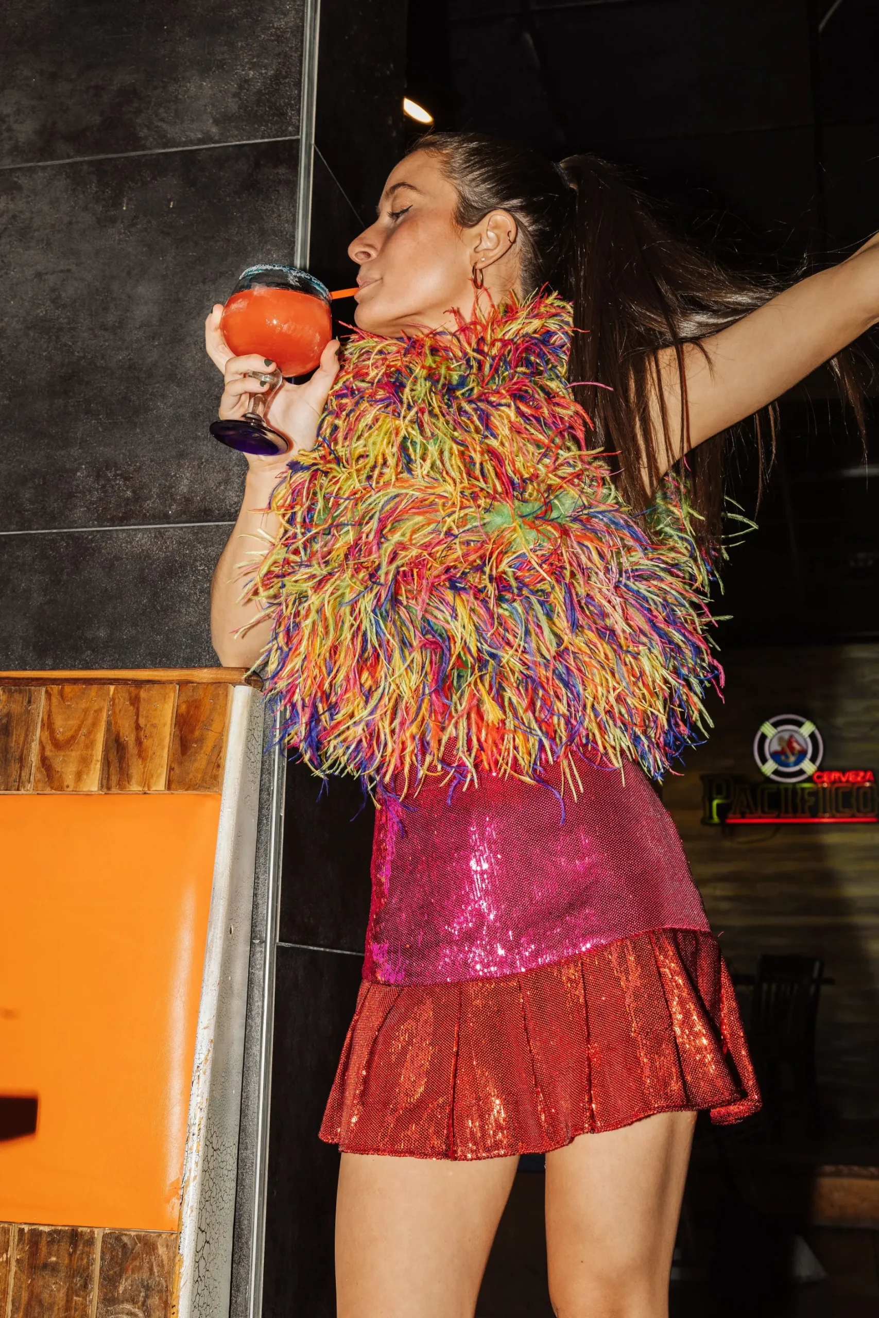 Fashion Queen Of Sparkles Rainbow Feather Tank