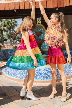 Fashion Queen Of Sparkles Rainbow Feather Tank