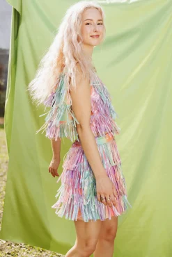Discount Queen Of Sparkles Rainbow Leather Fringe Belt Skirt