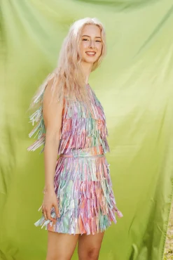 Discount Queen Of Sparkles Rainbow Leather Fringe Belt Skirt