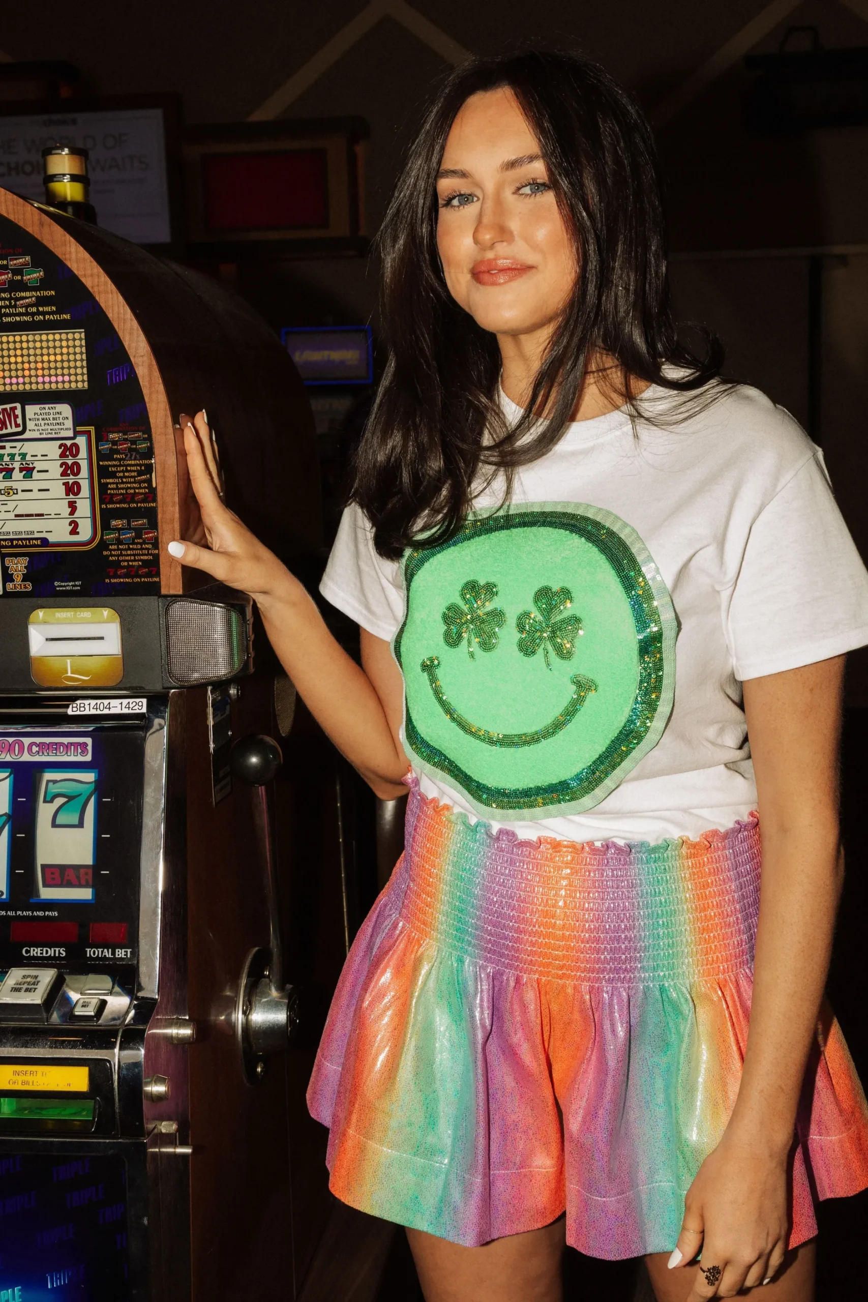 Shop Queen Of Sparkles Rainbow Leather Smocked Shorts