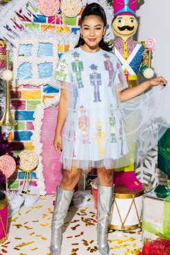 Cheap Queen Of Sparkles Rainbow Nutcracker Tulle Overlay Tee Dress Light Blue