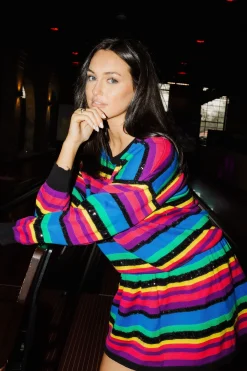 Discount Queen Of Sparkles Rainbow Sequin Stripe Sweater Skirt