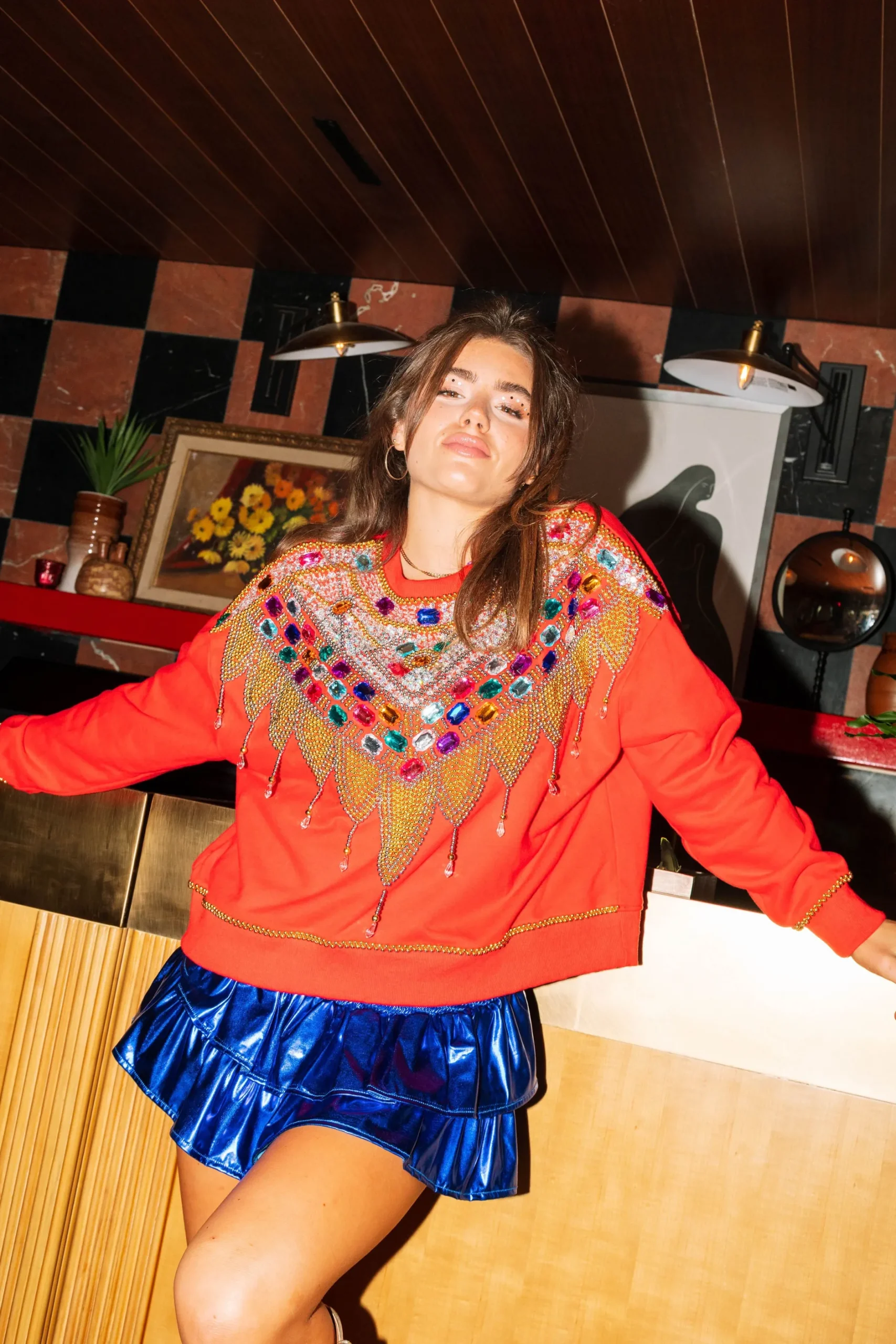 Online Queen Of Sparkles Red Jewel Sweatshirt