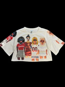 Sale Queen Of Sparkles Red, Powder Blue & Navy Cheers Girls Tee White