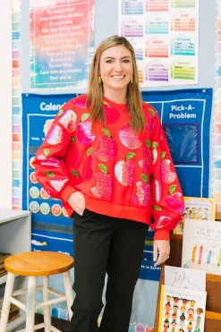 Flash Sale Queen Of Sparkles Red Sequin Apple Sweatshirt