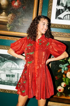 New Queen Of Sparkles Red Sequin Flower Dress