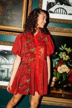 New Queen Of Sparkles Red Sequin Flower Dress
