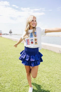 Best Sale Queen Of Sparkles Red, White & Beer Tee