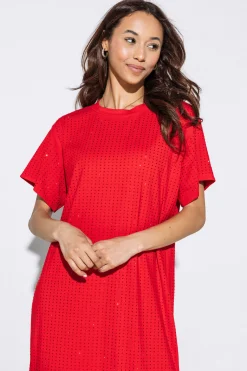 Discount Queen Of Sparkles Rhinestone Active Midi Dress Red