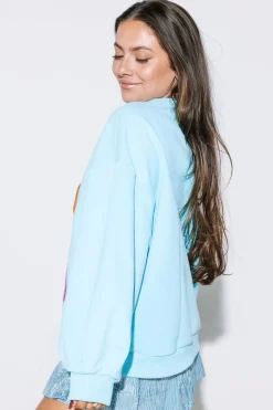 Shop Queen Of Sparkles Rhinestone Crossing Ski & Cocktail Sweatshirt Aqua