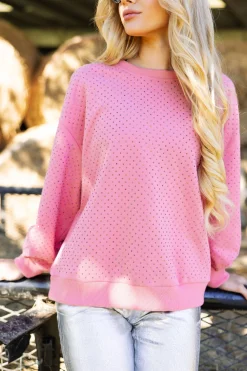 Best Sale Queen Of Sparkles Rhinestone Sweatshirt Dusty Pink