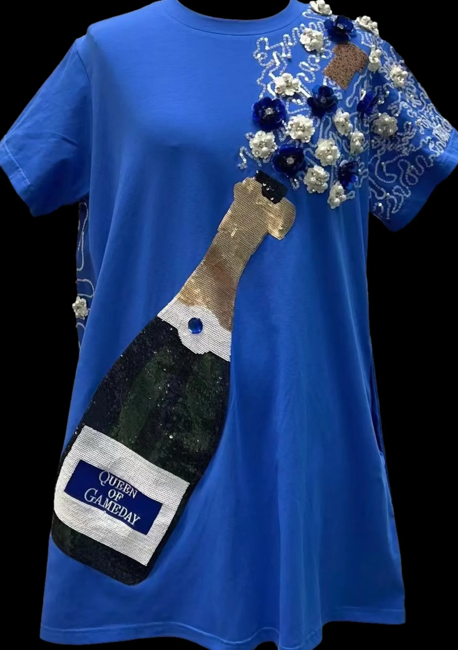 Best Sale Queen Of Sparkles Roya White Popping Cha Pagne Tee Dre
