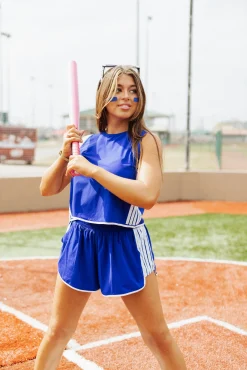 Fashion Queen Of Sparkles Royal Blue & White Side Active Short