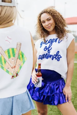 Fashion Queen Of Sparkles Royal Blue Metallic Smocked Ruffle Skort