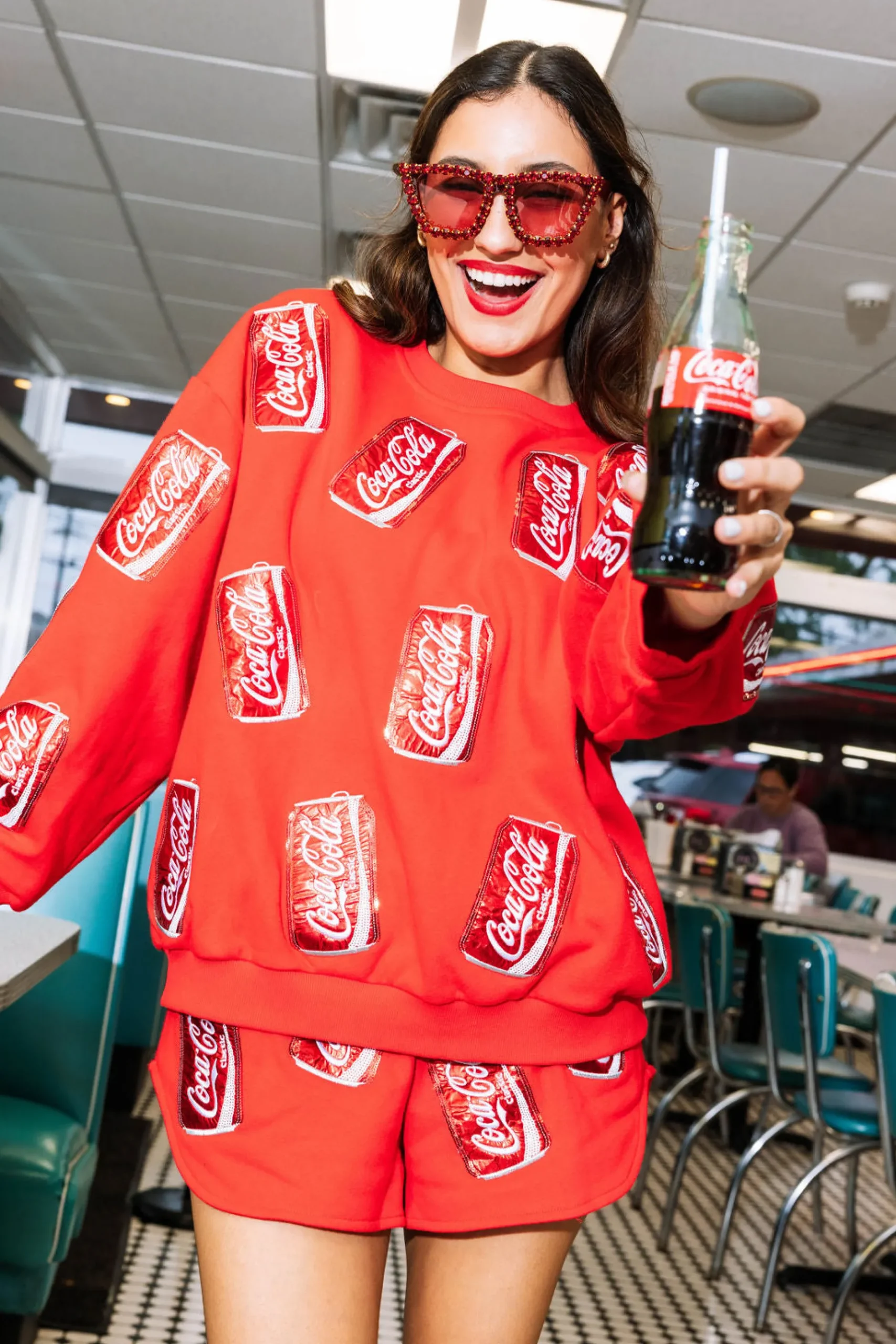 Cheap Queen Of Sparkles Scatter Coca-Cola® Can Short Red