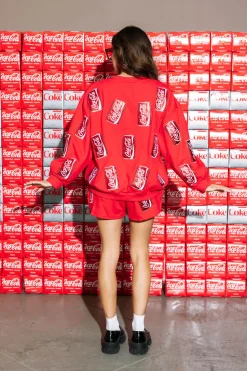New Queen Of Sparkles Scatter Coca-Cola® Can Sweatshirt Red