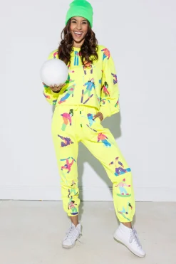 Best Sale Queen Of Sparkles Scatter Skier Jogger Neon Yellow