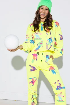 Best Sale Queen Of Sparkles Scatter Skier Jogger Neon Yellow