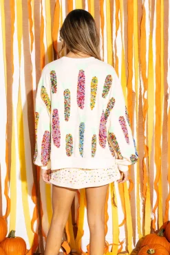 Hot Queen Of Sparkles Scattered Pearl Skort Ivory