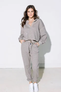 Discount Queen Of Sparkles Scattered Rhinestone Jogger Grey
