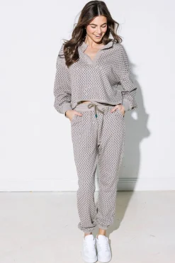 Flash Sale Queen Of Sparkles Scattered Rhinestone Jogger Grey